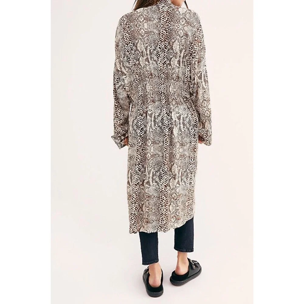 Free People Wild Nights Duster Womens Size XS animal Print Long Sleeve